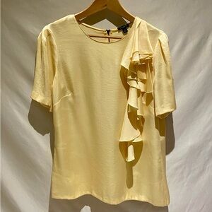 Ann Taylor Yellow Ruffle-Trim Top, size M